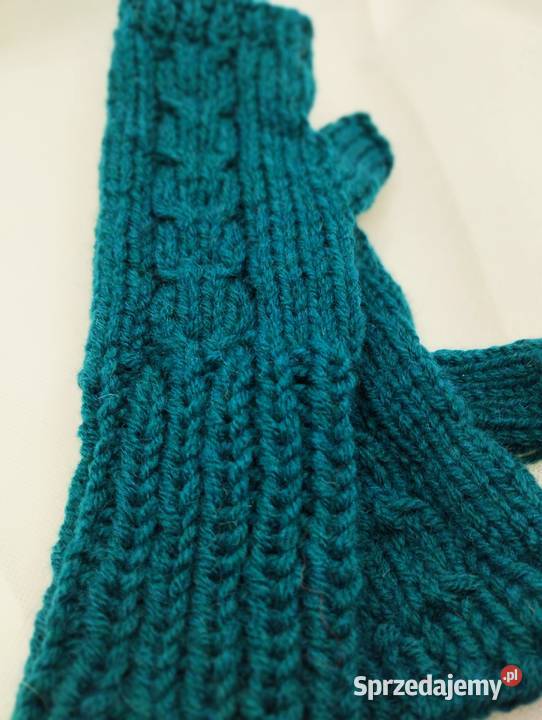 Długie turkusowe mitenki rękawiczki przed łokieć Olsztyn