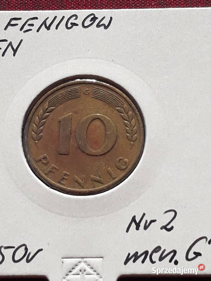 10 Fenigów RFN 1950 r men G 2 Konin