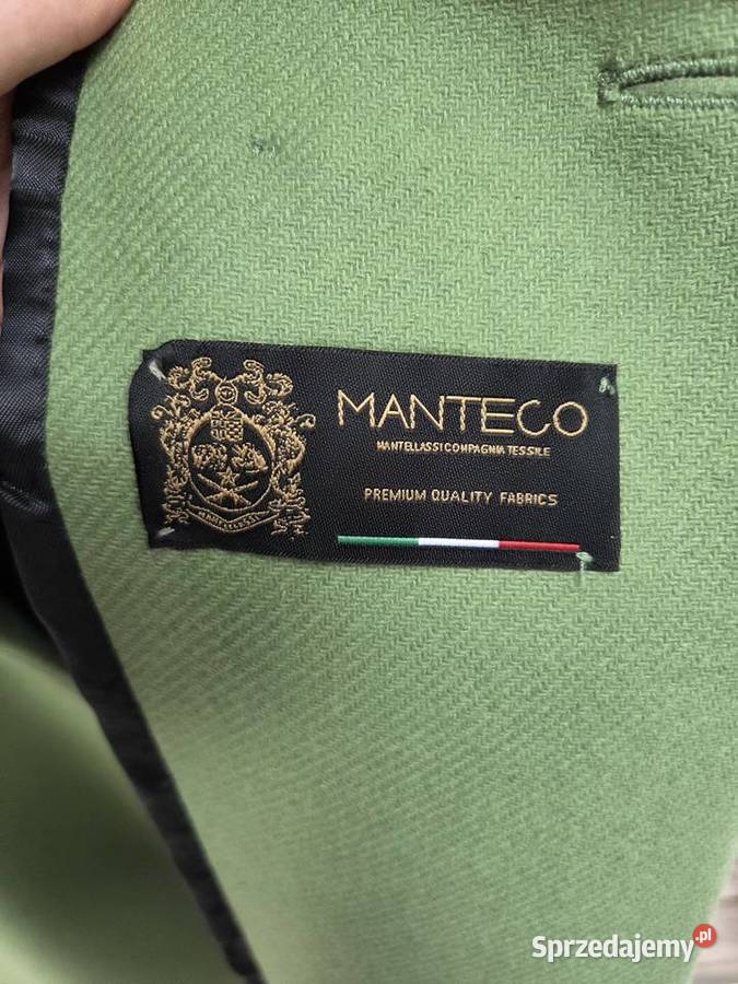 Wełniany zielony płaszcz z włoskiej wełny Liszki