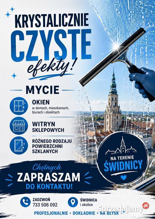 Mycie okien witryn sklepowych i szyb bez smug Świdnica