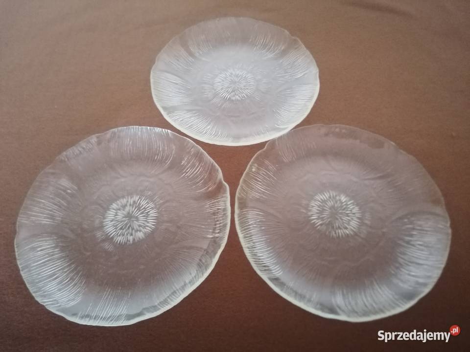 Szklany talerz skamielina średnica 19 Łódź