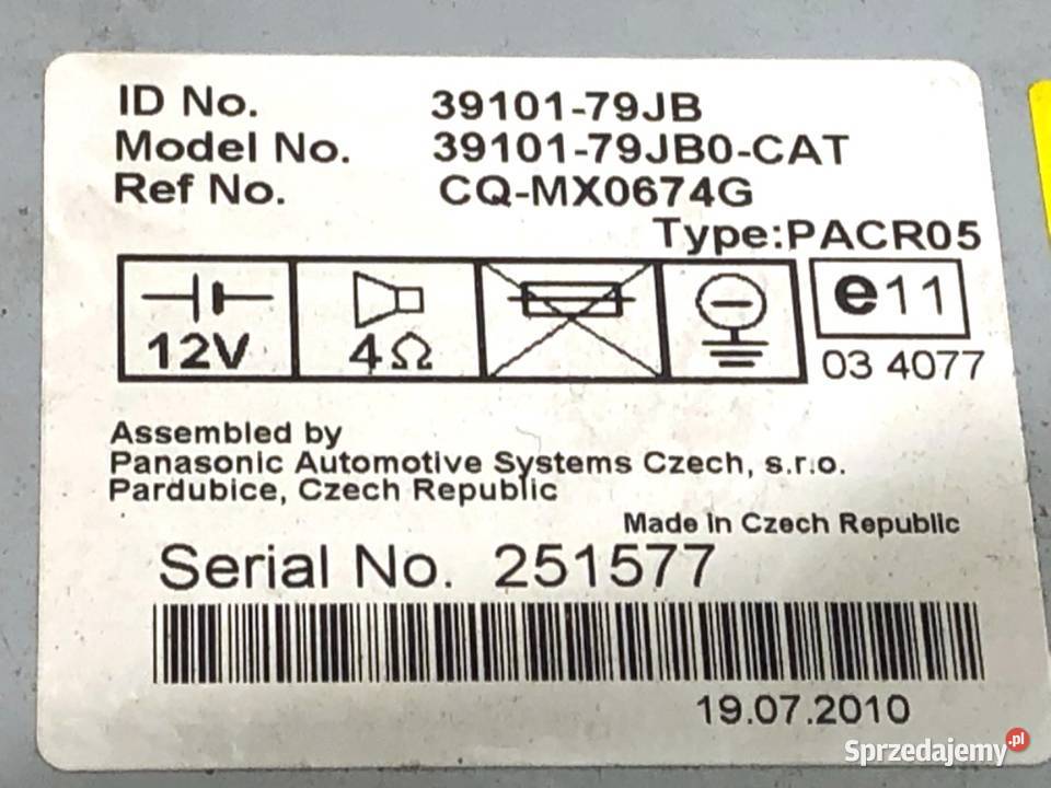 RADIO SUZUKI SX4 3910179JB ODTWARZACZ MULTIMEDIA podkarpackie