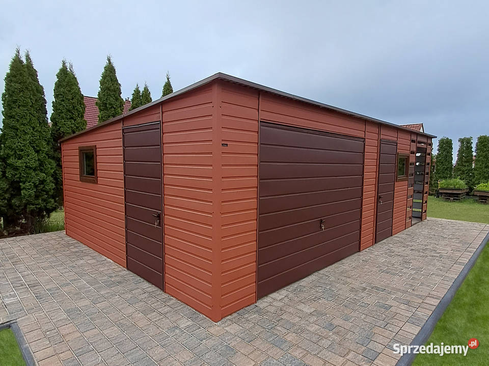 Garaż blaszany 65m zadaszenie 25 m jasny brąz Wrocław sprzedam