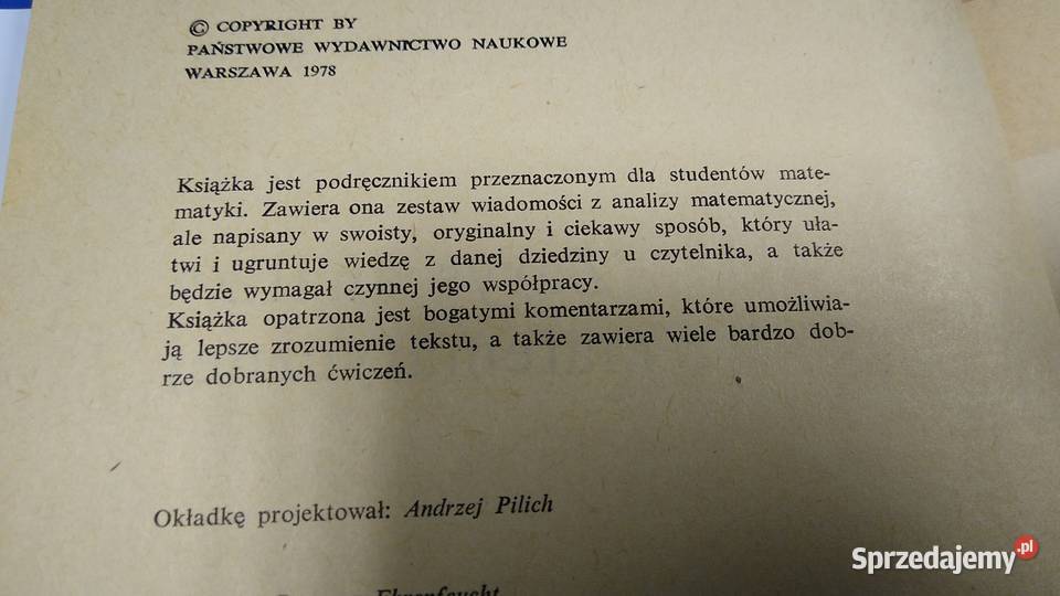 Zarys analizy matematycznej Witold Kleiner