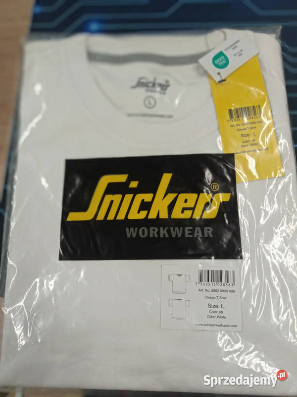 Koszulka Tshirt Snickers 2502 rozmiar L biała małopolskie Maków Podhalański
