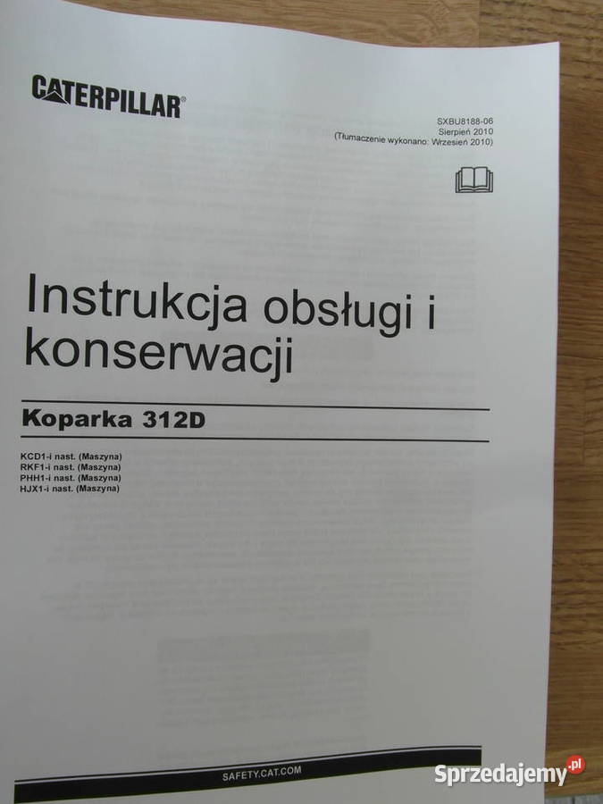 dtr instrukcja obsługi koparka caterpillar 312d Pozostałe sprzedam