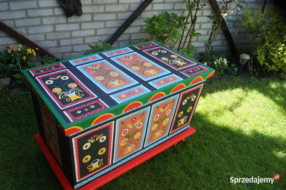 SKRZYNIA POSAGOWA RĘCZNIE MALOWANA Pozostałe Dom i Ogród Opole