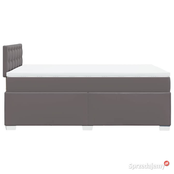 Łóżko kontynentalne z materacem szare ekoskóra 120cm