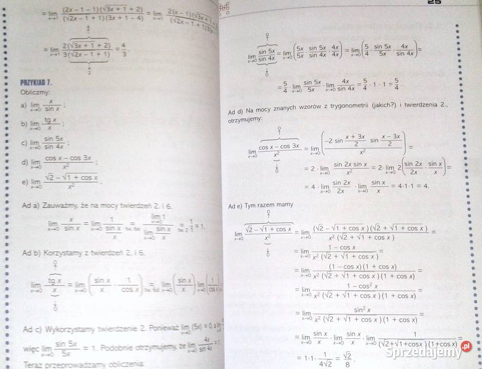 Analiza matematyczna licealistów sprzedam