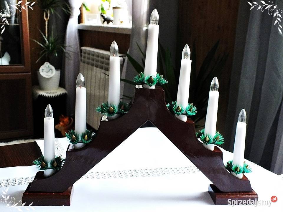 Świecznik drewniany świąteczny na okno sprzedam