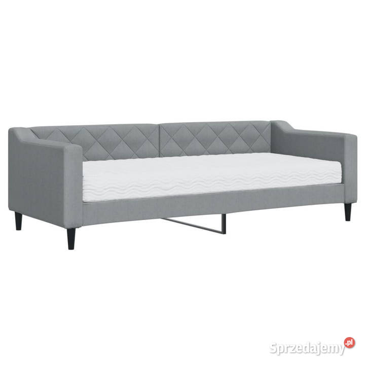 Sofa z materacem do spania jasnoszara tkanina