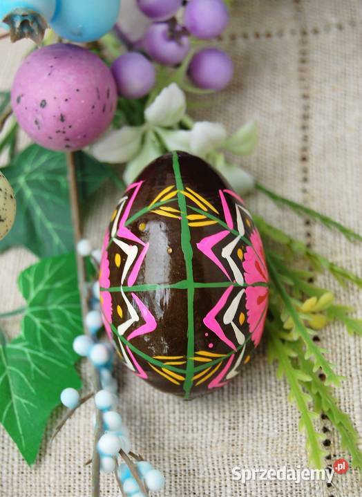 Stara pisanka drewniana malowana Ukraina 61 Dekoracje i ozdoby Lublin