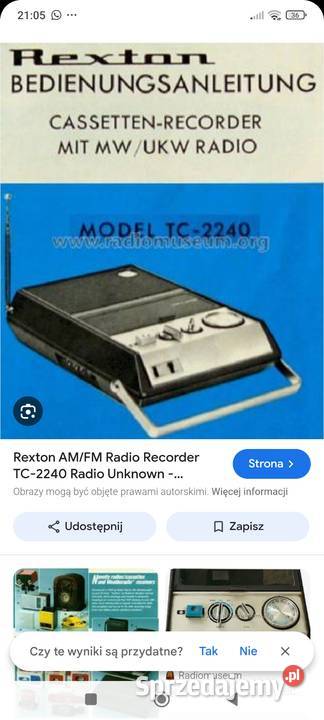 radioodtwarzacz kasetowy marki Rexton Mielec