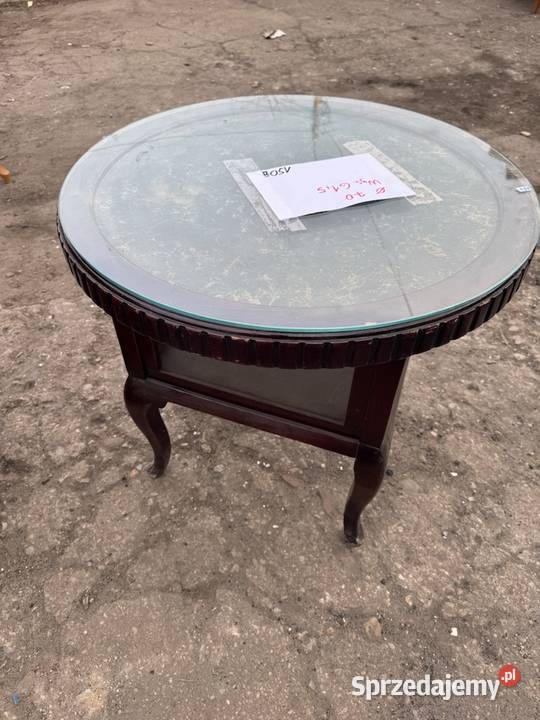 Stolik kawowy RETRO okrągły ze szklanym blatem Zielonka