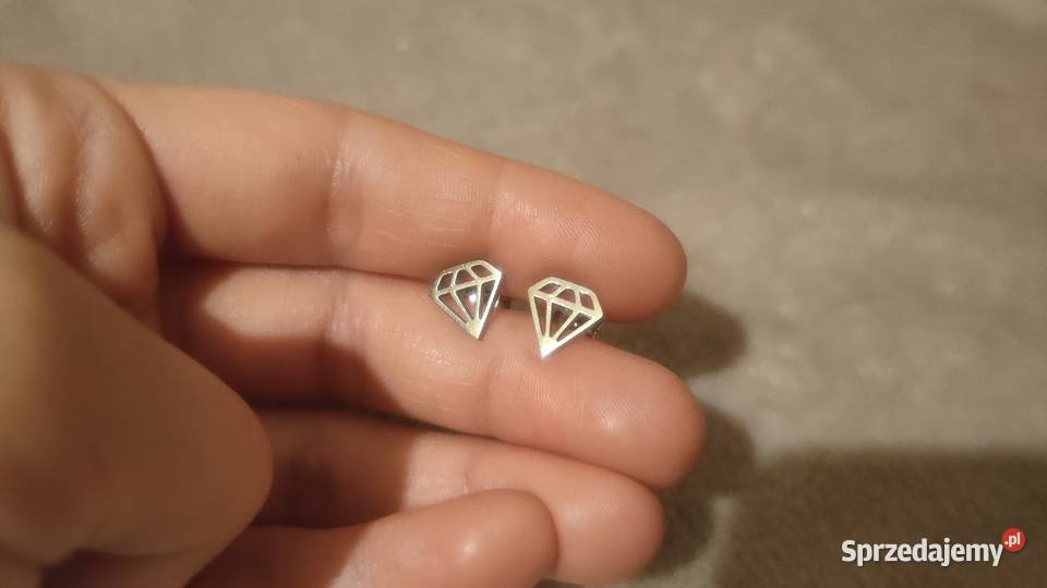 Kolczyki wkrętki diamenty diamenciki diament Tarnowskie Góry