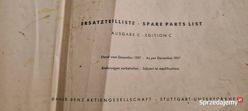 Mercedes w120 katalog czesci 1957 łódzkie