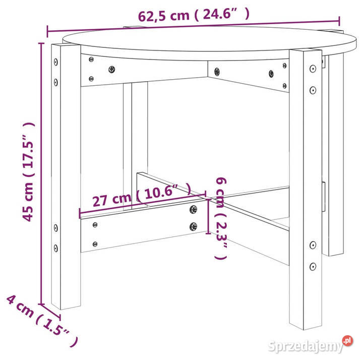 Stolik kawowy miodowy brąz 625x45 lite drewno Warszawa