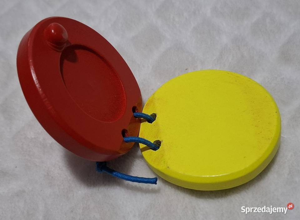 Kastaniety drewniane czerwono żółte 1 Zabawka Czeladź