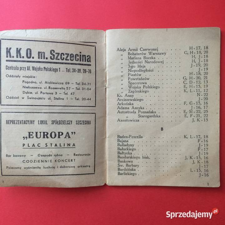 1646 Skorowidz Ulic Szczecina zachodniopomorskie Szczecin sprzedam
