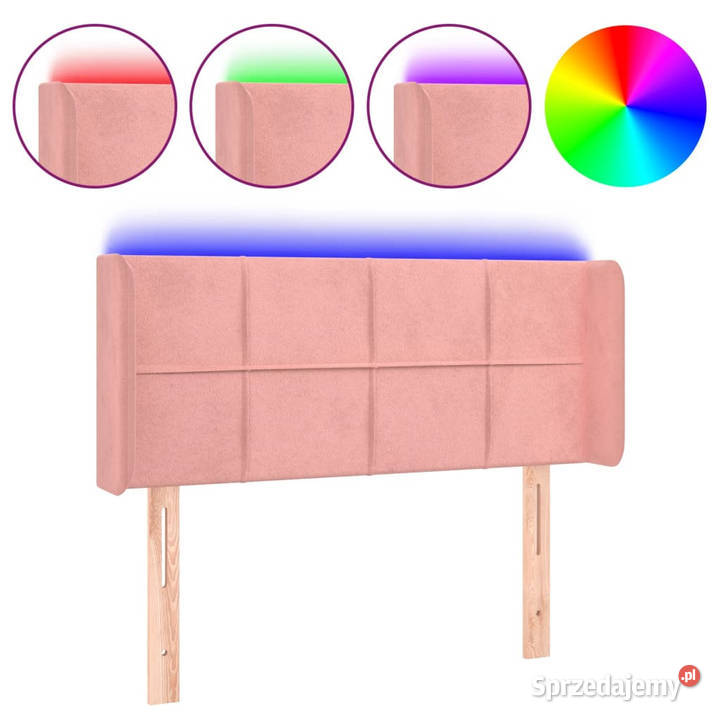 Zagłówek do łóżka z LED różowy 93x16x7888