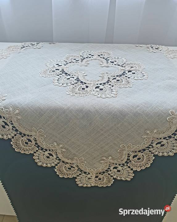 Lniany obrus z Gipiurą 85x85 mazowieckie Piaseczno