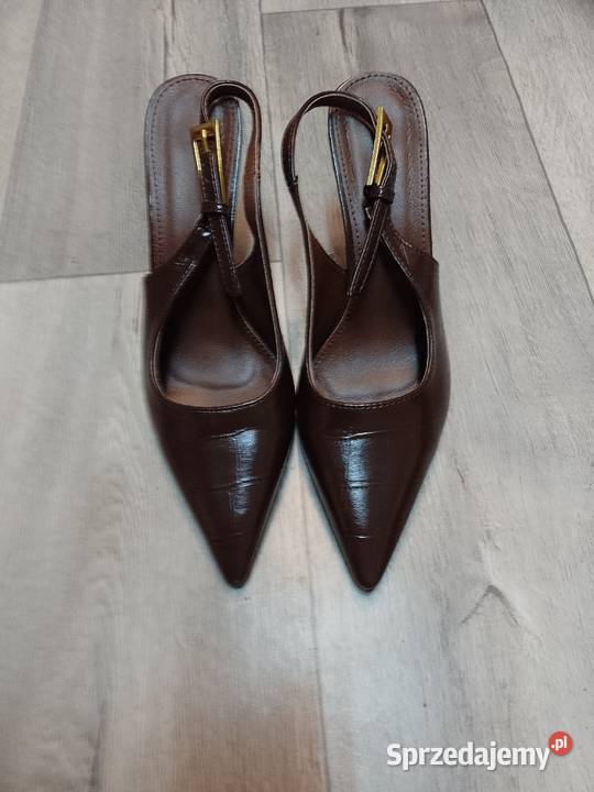 41 Brązowe czekoladowe czółenka wieczorowe z Kraków