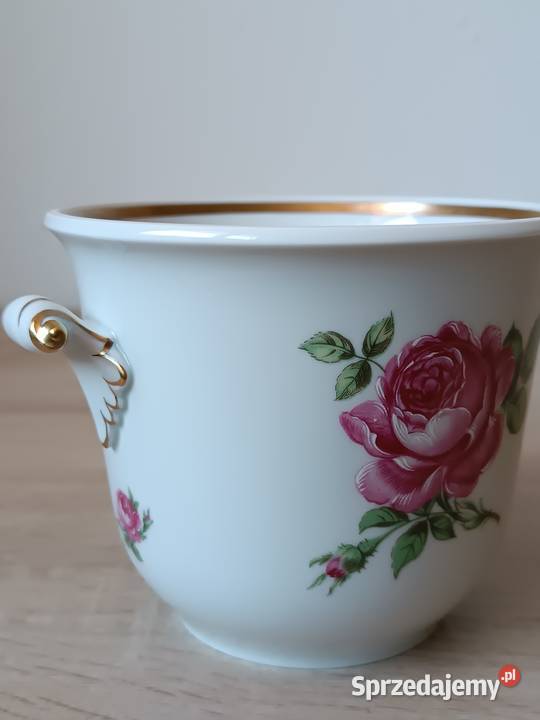 Osłonka czerwona róża sygnowana porcelana Porcelana i szkło