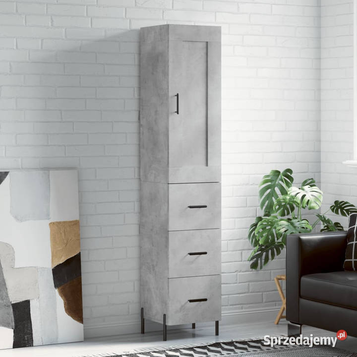 Wysoka szafka szarość betonu 345x34x180 Warszawa