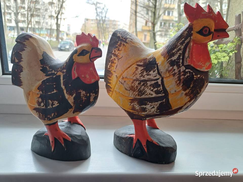 Kury drewniane malowane 2 sztuki Kraków