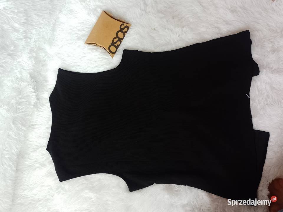 4042 LXL ASOS Design Czarna prążkowana Kamizelka Kraków