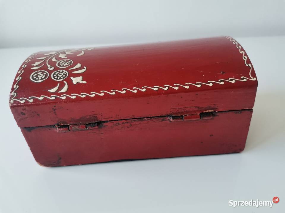 Stara drewniana szkatułka okucia mosiężne Antyki Katowice