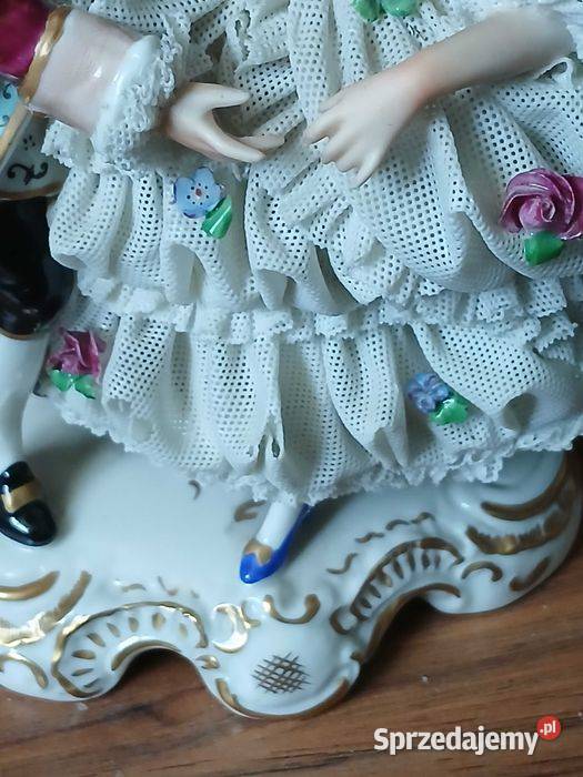 Stara lampka figuralna Drezno para Porcelana i szkło Kraków