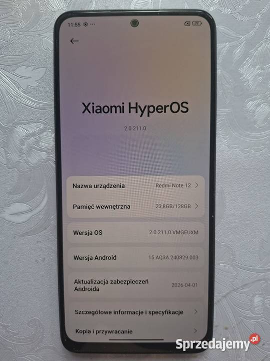 Smartfon Xiaomi Redmi Note 12 Onyx Gray 4128GB Małkinia Górna sprzedam
