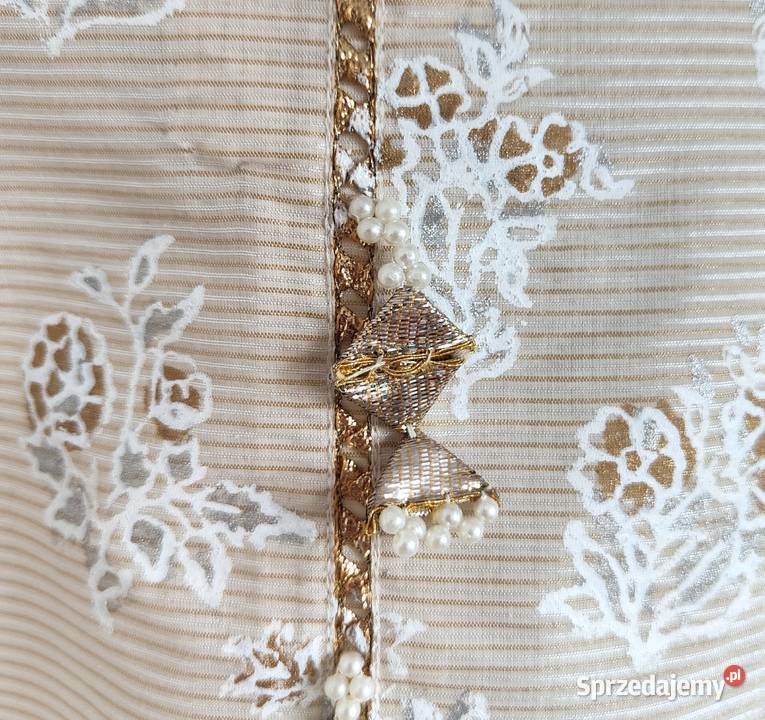 Indyjski komplet S 36 beżowy złoty malowany Bluzki i koszule zachodniopomorskie Szczecin sprzedam