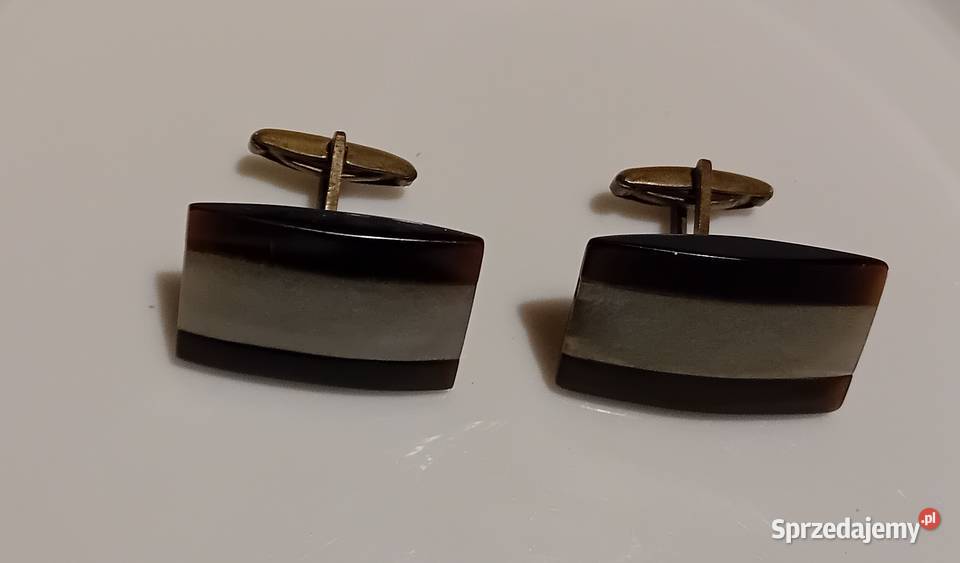 Mosiężne spinki do mankietów zdobione wielkopolskie Koźminek sprzedam