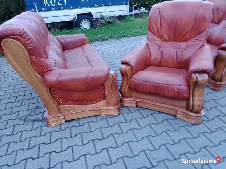 Komplet LUXOR 311 i Ława Dąb skóra Brąz śląskie Kozy