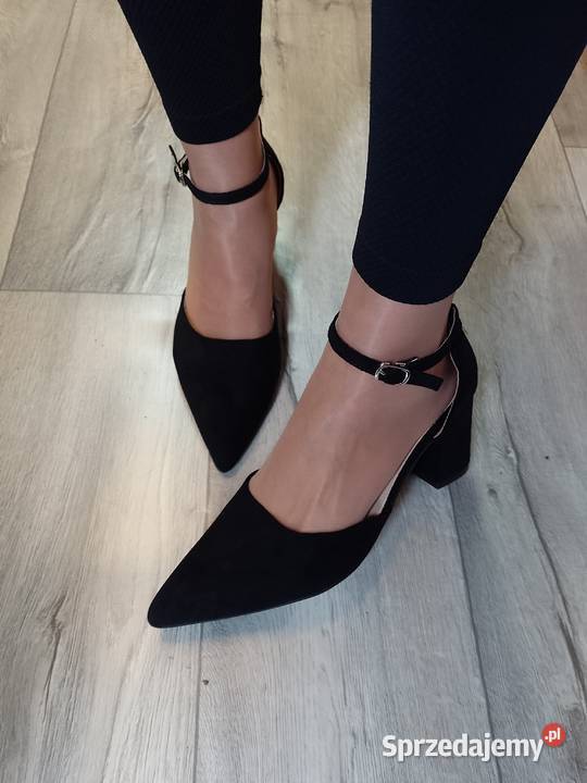 42 Czarne czółenka wieczorowe z zapięciem NOWE Kraków