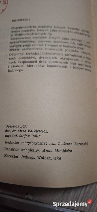 1 wydanie Popioły lotne w budownictwie drogowym wielkopolskie sprzedam