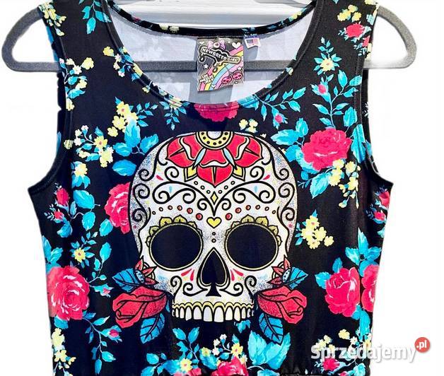 Bluzka Sugar skull czaszka meksyk punk gotyk r M Rozmiar 38(M)
