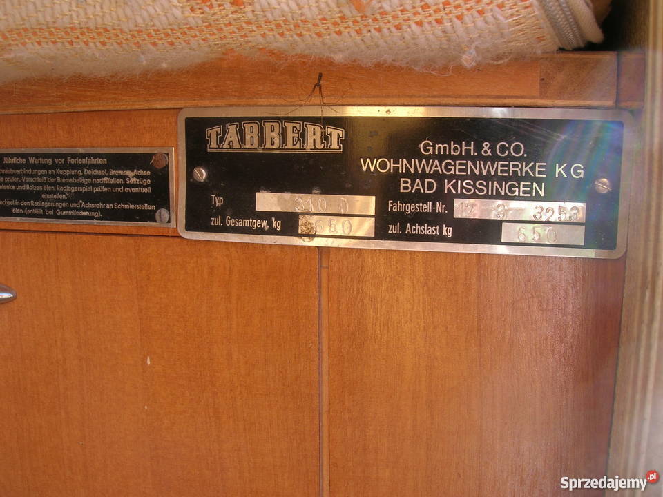 Przyczepa kempingowa 650 Tabbert 310 1971 OC do mazowieckie