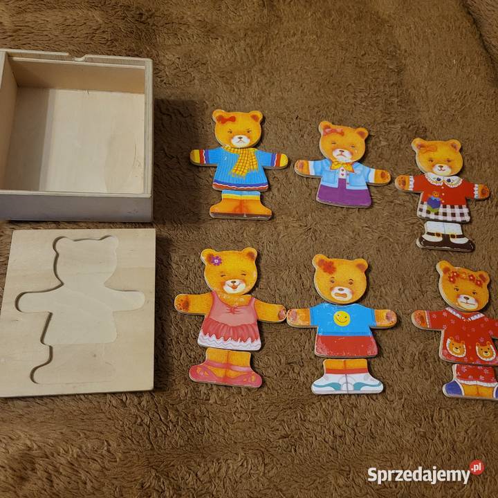 Układanka drewniana Misiek dziewczynka puzzle Sierpów