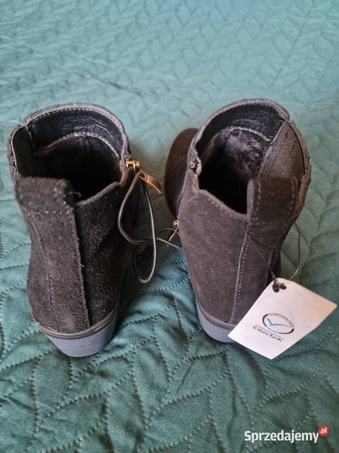NOWE Botki zamszowe CLEVE 37 skóra czarne skóra Wrocław
