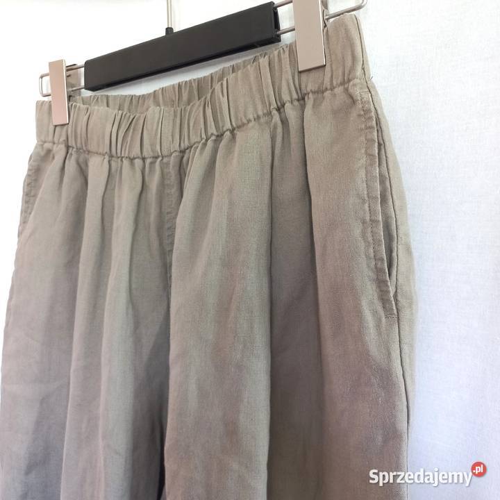 Spodnie LEN Luźne zielone Balloon khaki r SM 78 Białystok