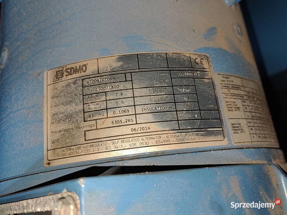 agregat prądotwórczy SDMO T9 86 kVA 8 kW 2014 Kęty