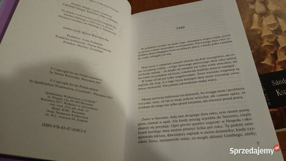 Dziennik 19491956 Sandor Marai 2017 Księga ziół literatura piękna - proza zagraniczna Gdańsk