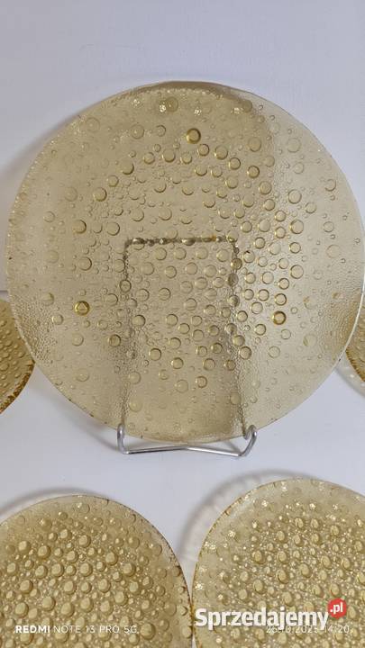 Talerze ASTEROID DROST Szkło Ząbkowice komplet dolnośląskie Wiązów