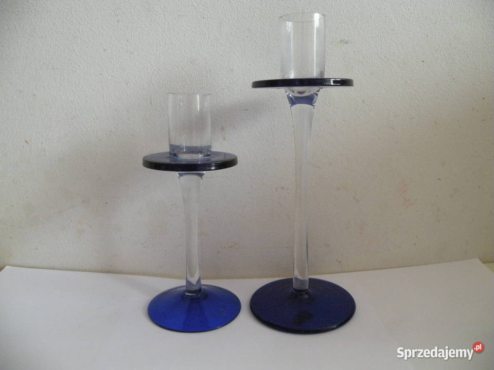 Świeczniki szkło z PRLu Andrychów