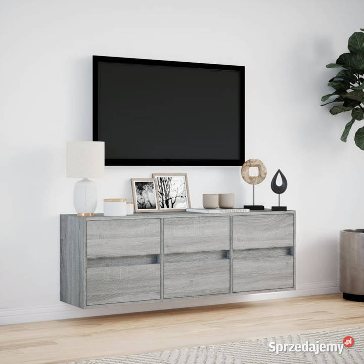 Ścienna szafka TV z LED szary dąb sonoma Warszawa