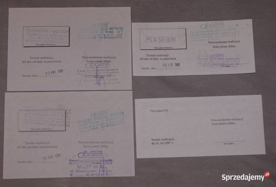 Zestaw bonów PSS Społem Tarnów 4 Płock