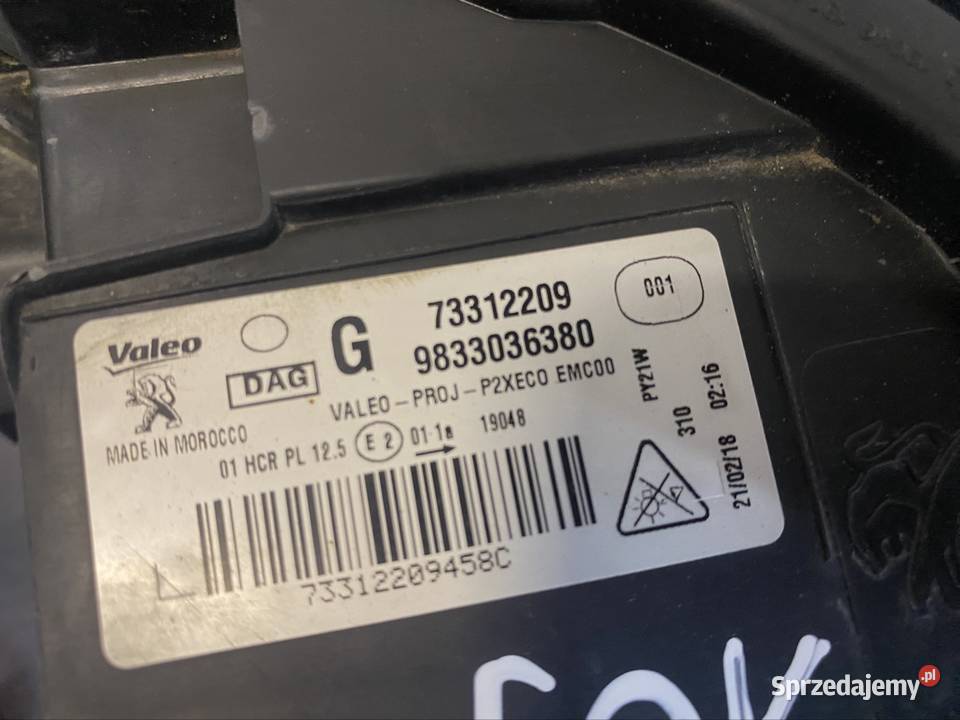Lampa reflektor lewy przód Peugeot 208 II 2008 Rok produkcji 2018 Jasienica